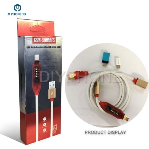 GSM All in One Multifunction Boot Cable with Micro USB Type-C RJ45 for Phone Repair with 6 Switch Buttons Support Download mode