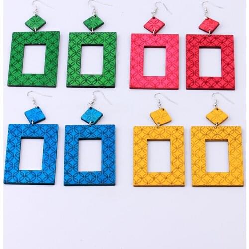Trendy Wooden Earrings Popular Personality Style Fashion Jewelry Drop Geometric Dangle Earrings For Woman Gifts 2020 New