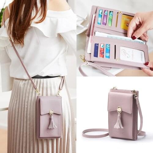 Fashion Women Shoulder Bags PU Leather Clutch Wallet Mini Handbag Ladies Long Cell Phone Holder Casual Messenger Bags For Women