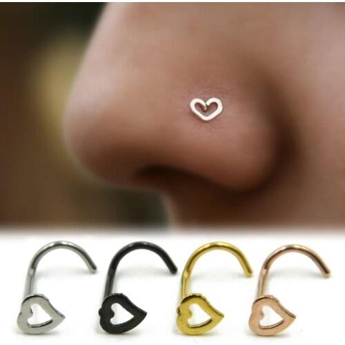 Stainless Steel Hollow Heart Nose Clips Nose Piercing Jewelry For Women Body Ring Clip Piercing Nose Rings