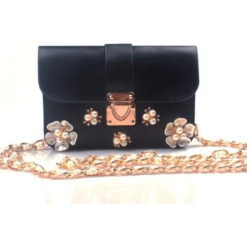 New 2016 Phone Bags Pearl package Party package Hand bags Woman bag Fashion One shoulder aslant package Flowers female bag