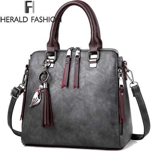 2020 New Tassel Designers Fashion Women PU Leather Bag Large Capacity Shoulder Bags Casual Tote Simple Top-handle HandBags