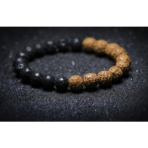 WEIYU New Natural Lava Stone Bracelet Female Men Jewelry Rudraksha Seed Mala Beads Bracelets Meditation Wood Beaded Yoga Jewelry
