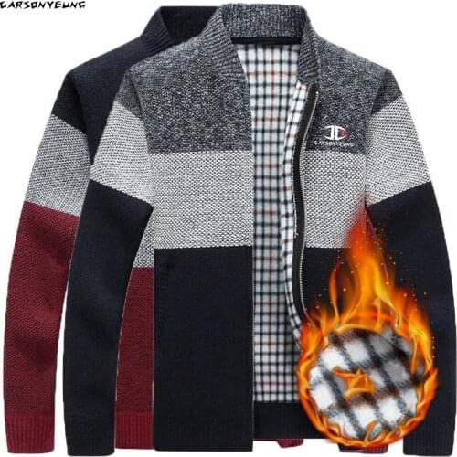 2021 Autumn Thick Mens Knitted Sweater Coat Faux Fur Wool Sweater Jackets Men Cardigan Fleece Full Zip Plus Size Clothing Male