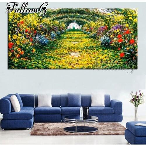 FULLCANG diy full square/round drill large diamond painting claude monet 5d mosaic embroidery garden scenery home decor FC723