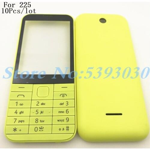10Pcs/Lot Top Quality Full Complete Mobile Phone Housing Cover Case+English Keypad For Nokia Asha 225 N225+Logo