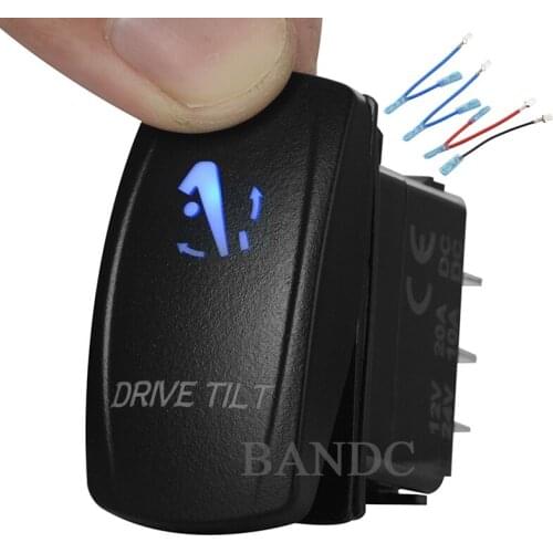 DRIVE TILT Rocker Switch Laser-Etched 7P (On)-Off-(On) DPDT for Car Boat Truck Carling ARB RV,Led Lights，Jumper Wires Set