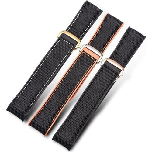 22mm rubber nylon silicone watch strap band fit for omega 8800 seamaster 9900 watch