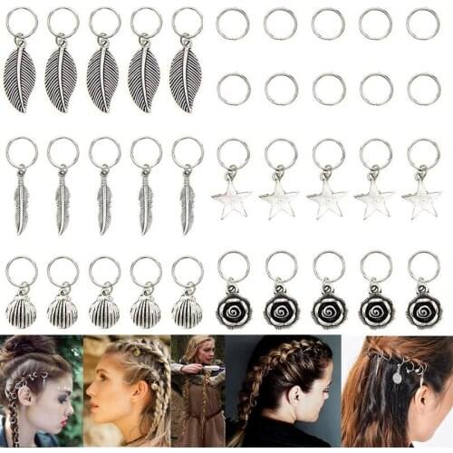 35pcs Silver Metal Hair Rings Braid Dreadlocks Bead Hair Cuffs Dread Tube Charm Dreadlock Hair Accessaries Extension