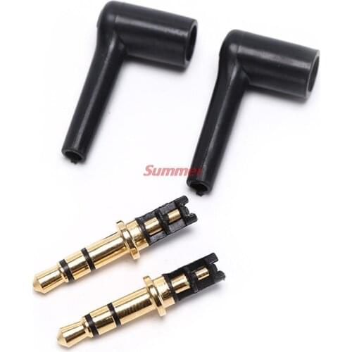 Practical 1/2pcs 3/4 Pole 3.5mm L-shaped stereo headphone Plug Repair Earphones Male 90 right angle degree Jack Soldering