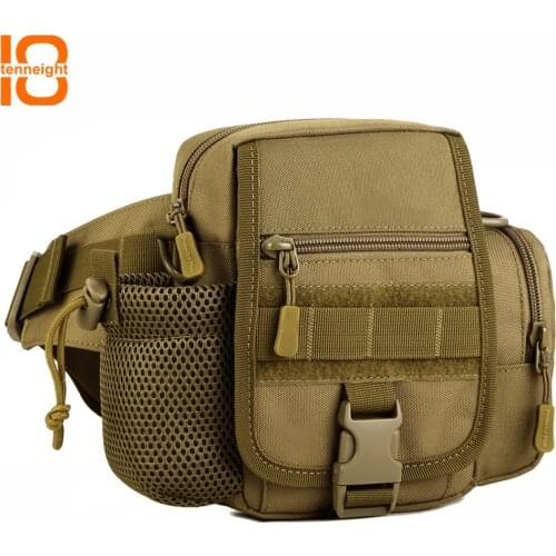 TENNEIGHT Outdoor tactical Waist bag molle multi-purpose Messenger bag sports camping climbing bag riding water cup pockets