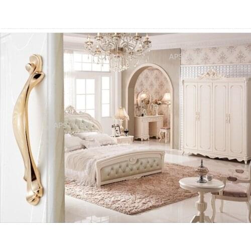 U Type Door Dresser Pull European Fashion Cupboard Cabinet Hardware Kitchen Drawer Knob Ivory White Golden Zinc Alloy