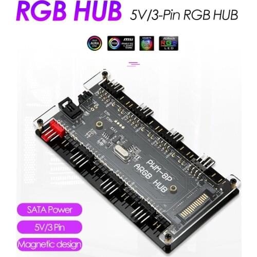 UTHAI Computer Component RGB Fan Controller Temperature Control Speed/Light Color Two-in-one Controller Computer Accessories