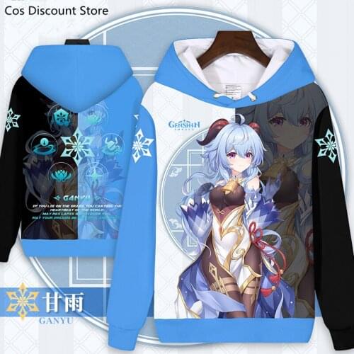 STOCK 22 Style Anime Genshin Impact Cosplay Ganyu Keqing Zhongli Xiao Diluc And Others Sweater Hoodie Sizes S-3XL 2021 New