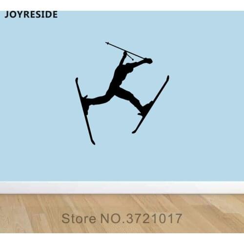 JOYRESIDE Training Skiing Wall Winter Sport Competition Team Decal Vinyl Sticker Decor Any Room Bedroom Ski Club Decoration A089