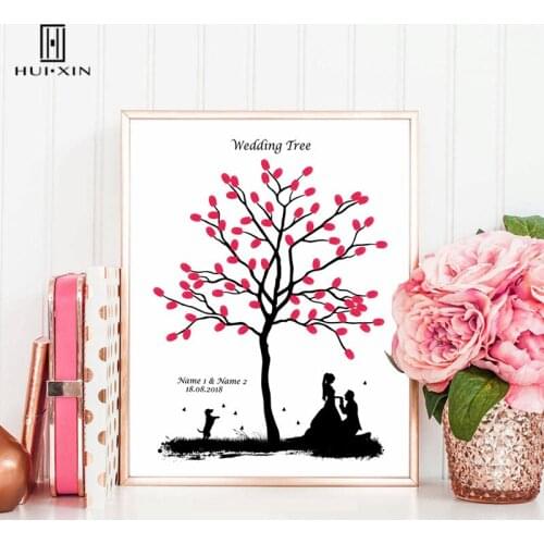 Groom Knelt On One Knee To Propose Bride Under A Tree Canvas Free Custom Name And Date Guestbook For Wedding Party Decoration