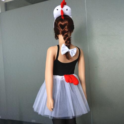 Women Girl Kids Animal Costume Farm Chicken Rooster Duck Headband Tail Tie Skirt Animal Cosplay Birthday Party Costume Christmas