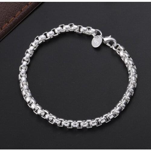 Pretty 925 sterling silver fine 4MM Round lattice Bracelet for woman fashion Wedding party Holiday gift Popular brand jewelry