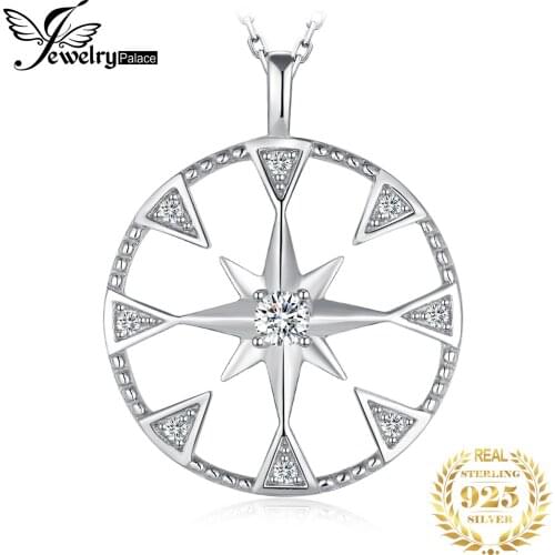 JewelryPalace Milgrain Cut Coin North Star Pendant Necklace Without Chain 925 Sterling Silver Pendant Fashion Jewelry Making