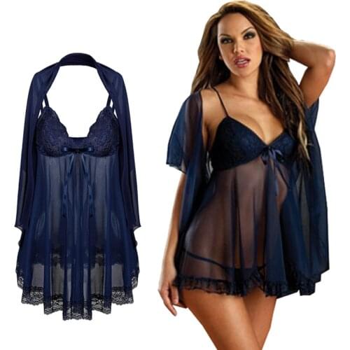 Plus size 6xl Lingerie Sleepwear Lace Night Gown Ladies Sexy Lingerie Babydolls Transparent Women Erotic Lingerie sling Homewear