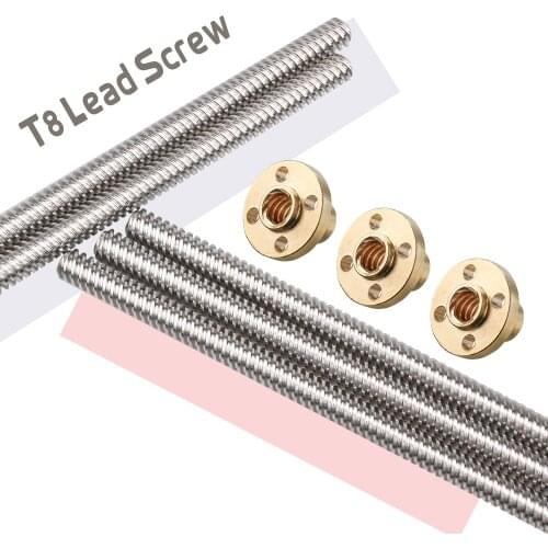 1Set RepRap 3D Printer 100/200/300/400/500/600 THSL-300-8D T-type Stepper Motor Lead Screw Dia 8MM Thread 8mm with Copper Nut