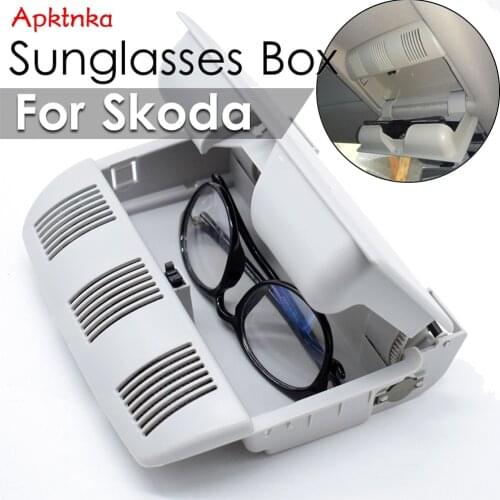 1Pc Sunglasses Eyeglass Roof Storage Box compartment For Skoda Octavia A5 2004-2012 Fabia Roomster Glasses Holder Case