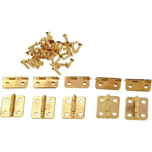 10pcs Gold Hinges Iron Decorative 18*16mm 4 holes Vintage Wooden Jewelry Gift Box Wine case Furniture Accessories