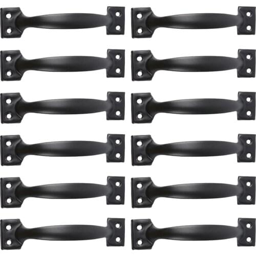12Pcs Retro Style Drawer Handle Dumpling Shape Ring Knob for Kitchen Drawer Cabinet (Black)