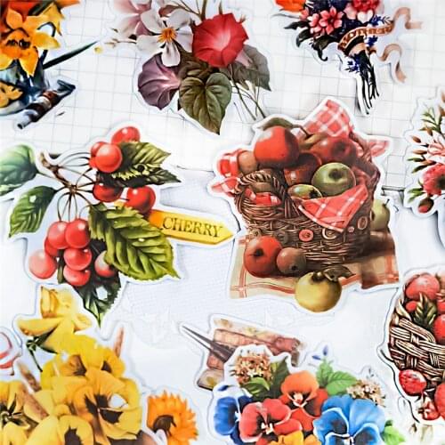 18pcs Cute Hand painted nostalgic garden flowers Paper Stationery Sticker Decoration Label for Scrapbooking Diary Book Planner