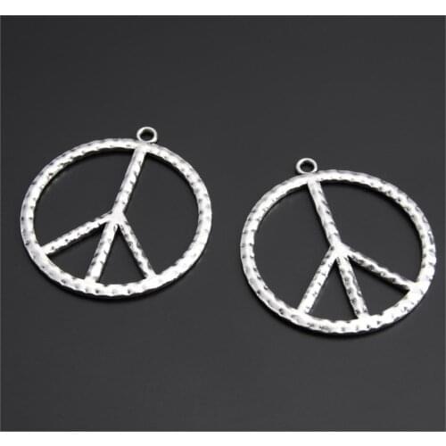 2pcs Silver Color Peace Sign Charms For Jewelry Making DIY Pendant Jewelry Findings A2593