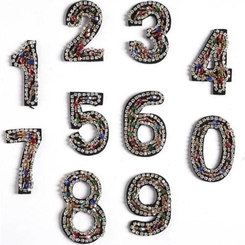 20pcs Number 0 To 9 Shape Hot Drilling Patch Deal With Clothing Flower Sticker Embroidered Iron On Patches For Clothes Camisetas