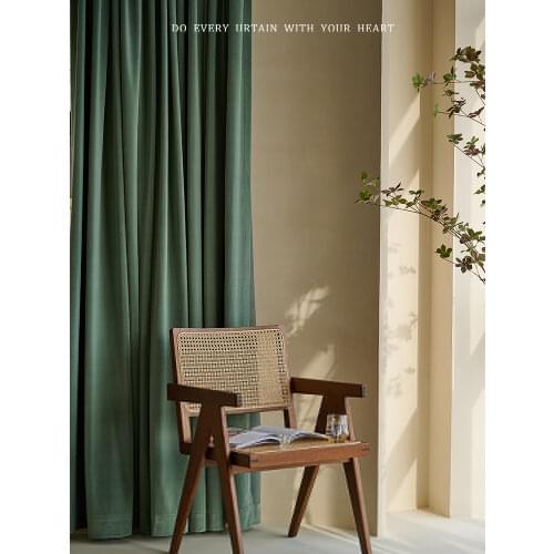 2021 Curtain for living dining room bedroom Light luxury wool velvet curtains French modern small fresh shading velvet Included