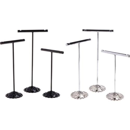3 Pcs Alloy Earrings Display T-Shape Stand Showcase Jewelry Organizer Holder
