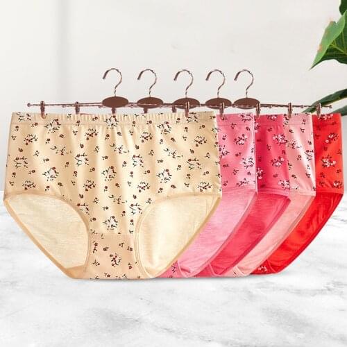 3pcs Big Size Womens Cotton Print Briefs Plus Breathable Lingerie Panties Sexy Womens High Rise Underwear Intimates 65-80kgs