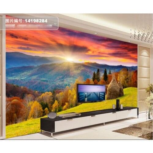 Custom photo 3d wallpaper Mountain forest sunset nature landscape living room home decor 3d wall murals wallpaper for walls 3 d
