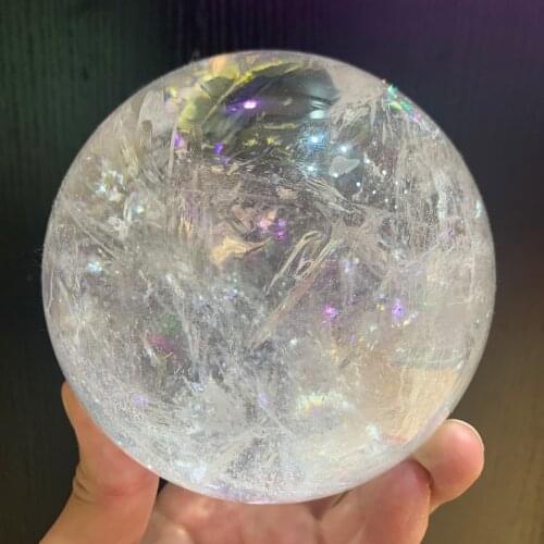 5A Natural Crystal Rainbow Clear Quartz Sphere Ball Energy Reiki Stone Room Home Office Aquarium Decoration Accessories Gemstone