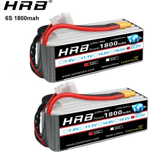 HRB RC Battery 22.2V 1800mAh 50C 6S Lipo 50C with XT60 connector AKKU RC Lipo FPV RC Quapcopter Drone Trex 450 550 helicopter