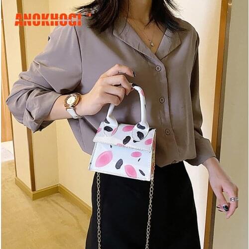 ANOKHOGI Fashion Personalized Printing Cute Shoulder Bag Mini Patchwork Metal Straps Handbag zx125