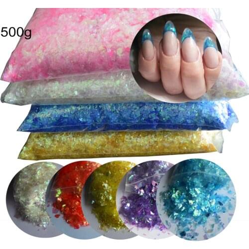 1 Pack 500g Irregular Shiny Nail Glitter Ice Mylar Foil Shell Paper Nail Art Slice Decorations Color Makeup DIY Salon Manicure