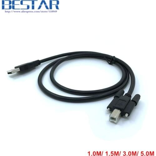 BM USB 2.0 A Male to USB 2.0 B Male B Type BM date printer Cable 1m 1.5m 3m 5m with Screw Panel Mount holes Connector 1 1.5 3 5m
