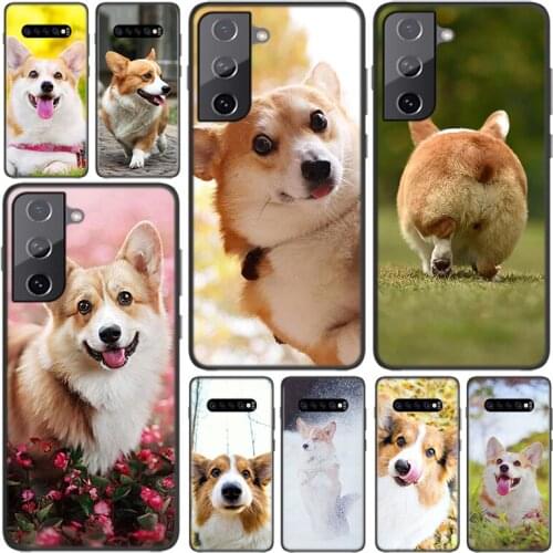 Silicone Cover Corgi With Short Legs For Samsung Galaxy S21 S20 FE Ultra S10 S10e Lite S9 S8 S7 S6 Edge Plus Phone Case