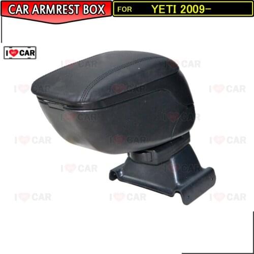 For Skoda Yeti 2009- car armrest storage box center console leather arm rest cup holder central part car styling MA