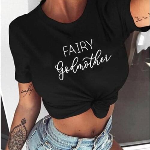 Fairy Godmother Printed T Shirt Women Summer Short Sleeve O-neck Tshirt Women Cotton Black White Loose T Shirt for Women