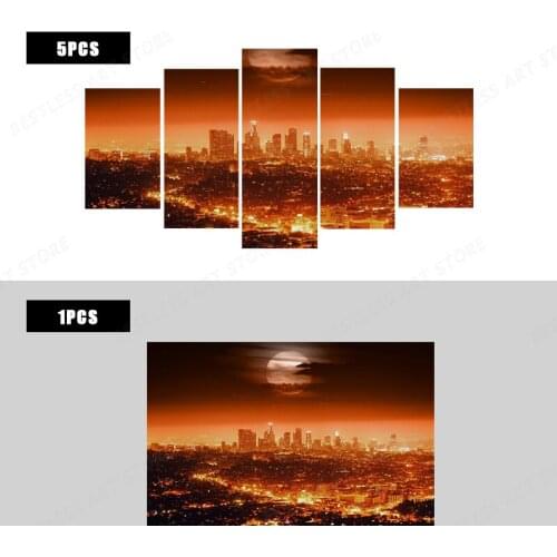 Los Angeles city night landscape lights moon living room home wall modern art decor canvas poster