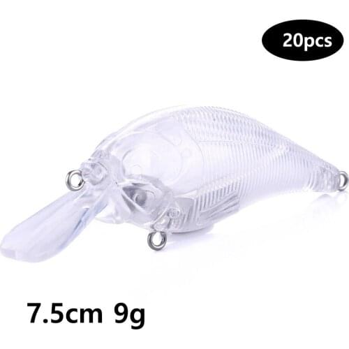 HENGJIA 20pcs 7.5cm 9g Unpainted Lures Blank Crankbaits Floating Lure Bodies