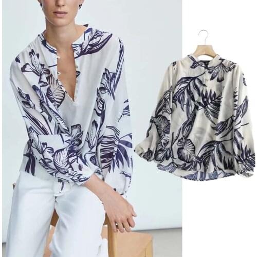 Klkxmyt Autumn Za Blouse Women England Style Fashion Print Casual Blusas Mujer De Moda 2021 Vintage Shirts Women Blouse Tops