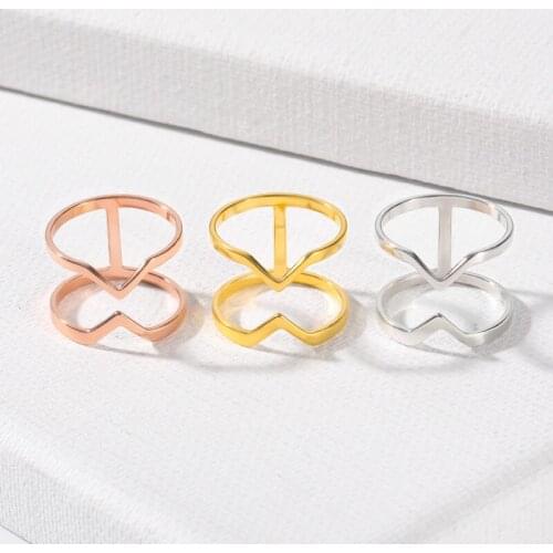 Stainless Steel Cross Rings Hip Hop Jewelry Gold Punk Double V Knuckle Rings For Women and Men