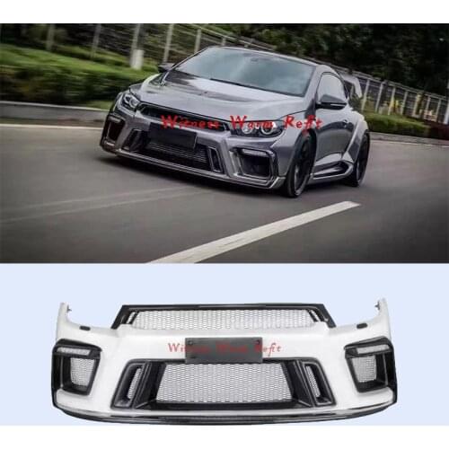 Carbon fiber+FRP Wide Car body kit Unpainted front Rear bumper spoiler wing Side skirts for Volkswagen VW Scirocco bodykit 09-15
