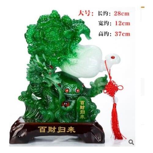 Fine statue Lotus Resin crafts Large cabbage Animal dragon tortoise dragon turtle decoration Creative accessories Rural style