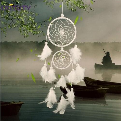 Handmade Dream Catcher with Feather Wall Car Hanging Decoration Ornament White hot